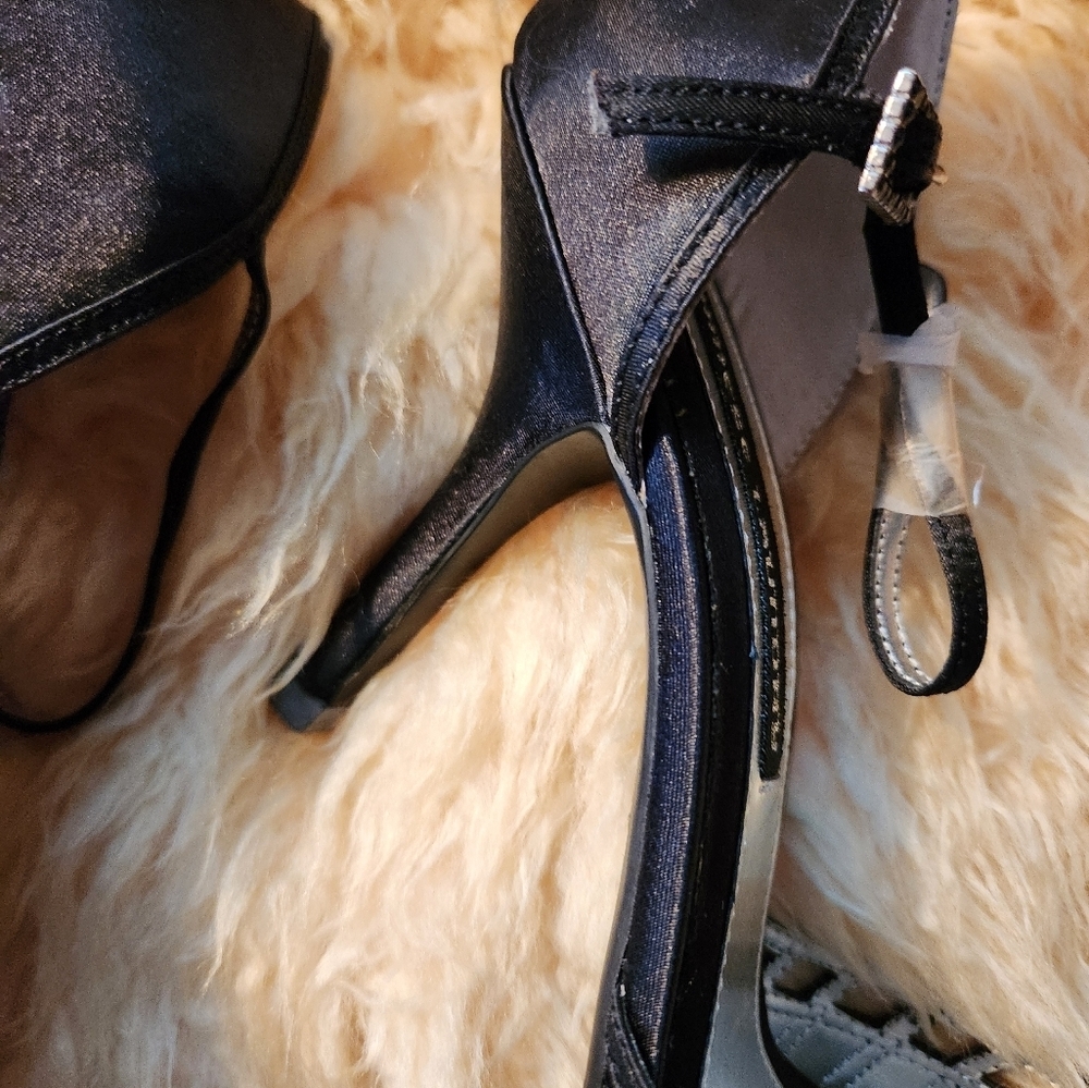 Chinese Laundry Blaze Women's Satin Stilettos w/ Straps Black - Picture 4 of 8